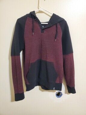 Black And Maroon Pullover Hoodie